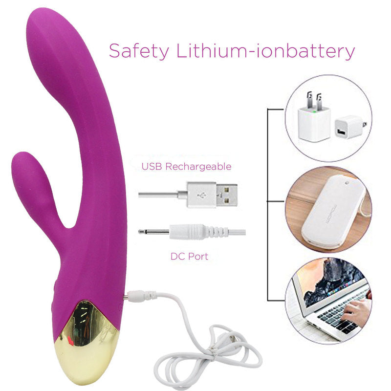 Rechargeable G Spot Rabbit Vibrator Adult Sex Toys Waterproof Personal Dildo Vibrator Clit Stimulator 10 Vibration Modes Quiet Dual Motor for Women