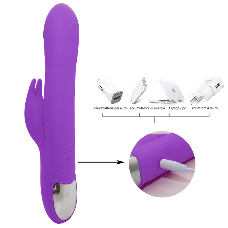 Rechargeable Thrusting Sucking Rabbit Vibrator for Women, Waterproof Rotating G Spot Vibrator Clitoral Sucker Soft Silicone Purple Rotating Sex Vibrator for Her