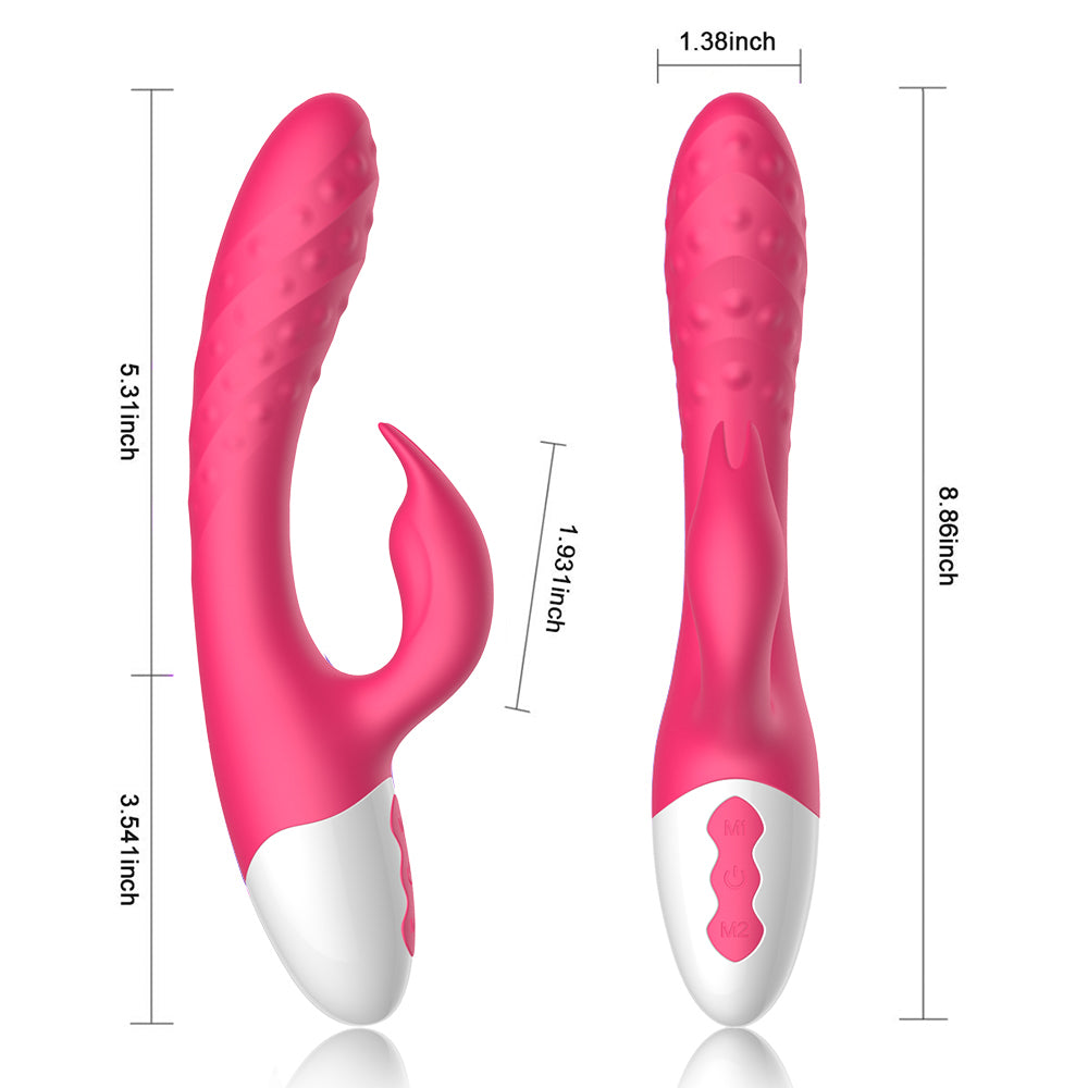 Rechargeable Rabbit Vibrator Silicone Clit Stimulator with 3 Powerful Thrusting Actions 10 Vibration Modes for G Spot Clitoris Stimulation Waterproof Dildo Vibrator Personal Adult Sex Toy for Women