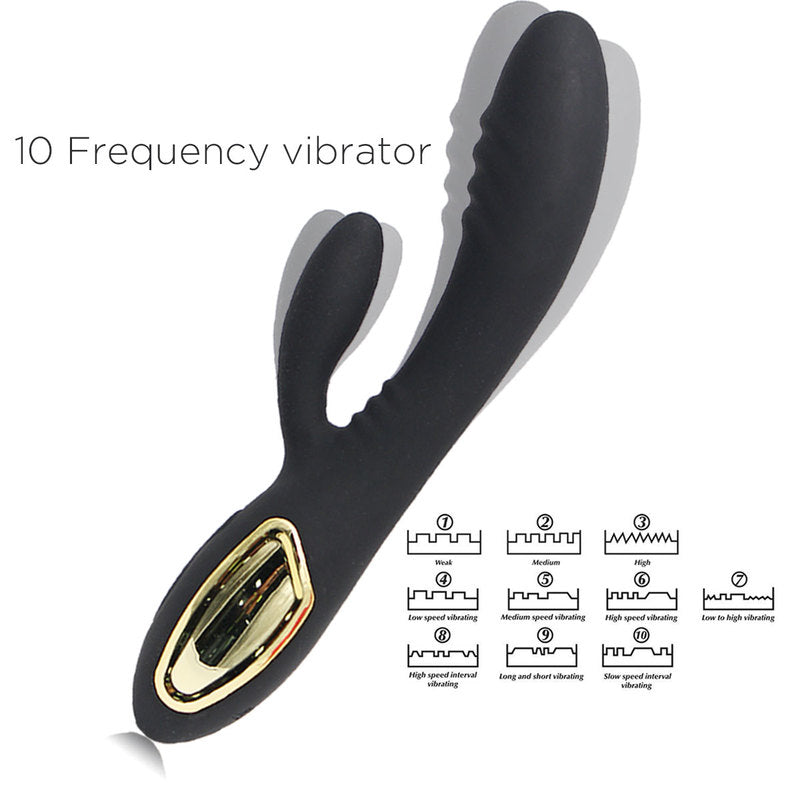 Thrusting Rabbit Vibrator with 2 Powerful Thrusting Actions 10 Vibration Modes for G Spot Clitoris Stimulation Waterproof Dildo Bunny Vibrator Personal Sex Toy for Women