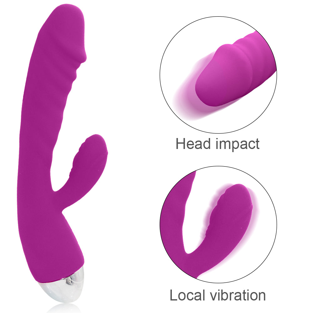 Thrusting Rabbit Vibrator and 10 Vibration Modes Waterproof G Spot Clitoral Stimulator Rechargeable Telescopic Dildo Vibrator Silicone Sex Toy for Women