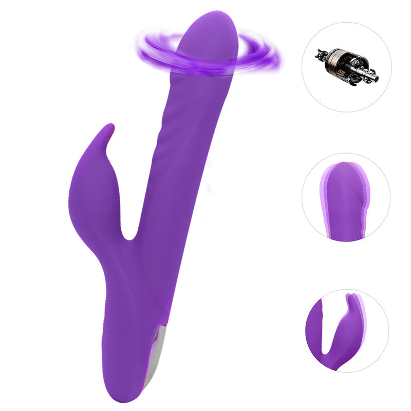 Rechargeable Thrusting Sucking Rabbit Vibrator for Women, Waterproof Rotating G Spot Vibrator Clitoral Sucker Soft Silicone Purple Rotating Sex Vibrator for Her