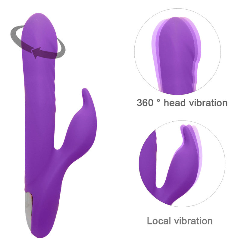 Rechargeable Thrusting Sucking Rabbit Vibrator for Women, Waterproof Rotating G Spot Vibrator Clitoral Sucker Soft Silicone Purple Rotating Sex Vibrator for Her