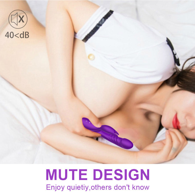 Rechargeable Thrusting Sucking Rabbit Vibrator for Women, Waterproof Rotating G Spot Vibrator Clitoral Sucker Soft Silicone Purple Rotating Sex Vibrator for Her