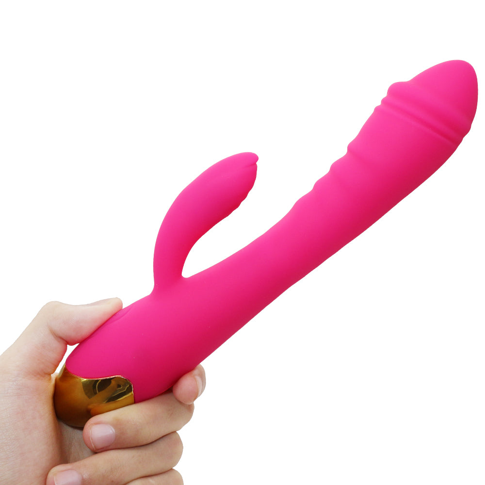 Rechargeable Thrusting Sucking Rabbit Vibrator for Women Waterproof G Spot Vibrator Clitoral Sucker Soft Silicone Sex Vibrator for Her