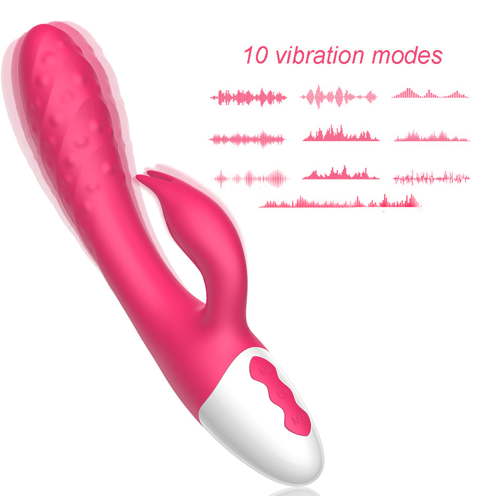 G Spot Rabbit Vibrator Adult Sex Toys with Bunny Ears for Clitoris Stimulation,Waterproof Personal Dildo Vibrator Clit Stimulator 10 Vibration Modes Quiet Dual Motor for Women Rechargeable