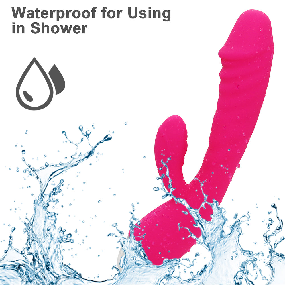 Thrusting Rabbit Vibrator and 10 Vibration Modes Waterproof G Spot Clitoral Stimulator Rechargeable Telescopic Dildo Vibrator Silicone Sex Toy for Women