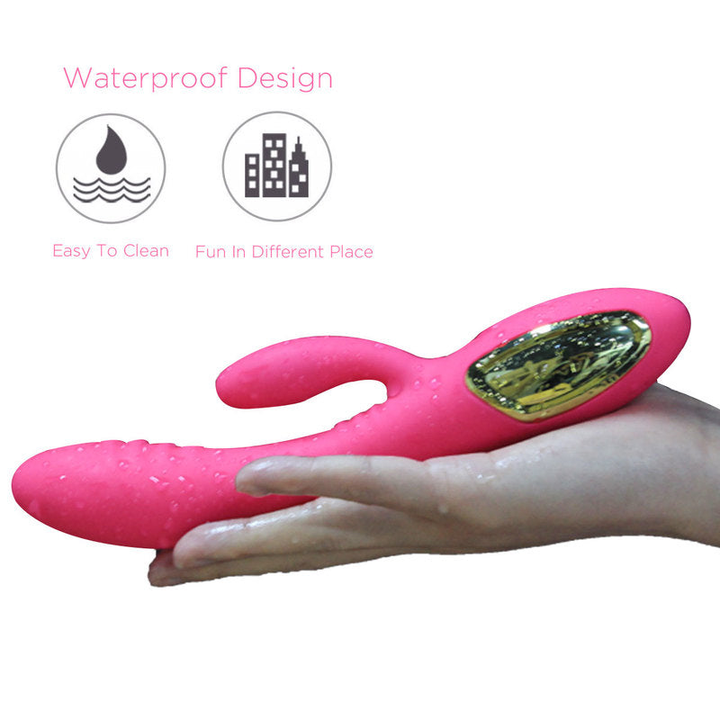 Thrusting Rabbit Vibrator with 2 Powerful Thrusting Actions 10 Vibration Modes for G Spot Clitoris Stimulation Waterproof Dildo Bunny Vibrator Personal Sex Toy for Women