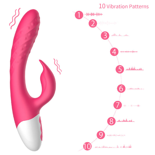 G Spot Rabbit Vibrator Adult Sex Toys with Bunny Ears for Clitoris Stimulation,Waterproof Personal Dildo Vibrator Clit Stimulator 10 Vibration Modes Quiet Dual Motor for Women Rechargeable