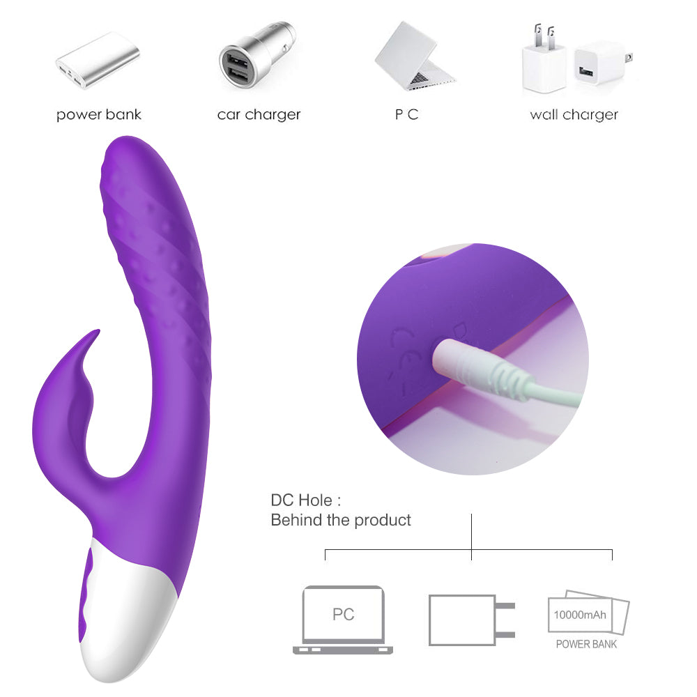 Rechargeable Rabbit Vibrator Silicone Clit Stimulator with 3 Powerful Thrusting Actions 10 Vibration Modes for G Spot Clitoris Stimulation Waterproof Dildo Vibrator Personal Adult Sex Toy for Women