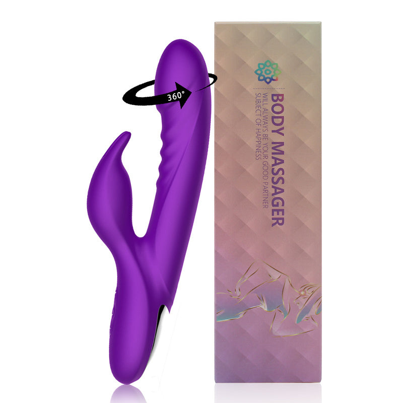 Rechargeable Thrusting Sucking Rabbit Vibrator for Women, Waterproof Rotating G Spot Vibrator Clitoral Sucker Soft Silicone Purple Rotating Sex Vibrator for Her