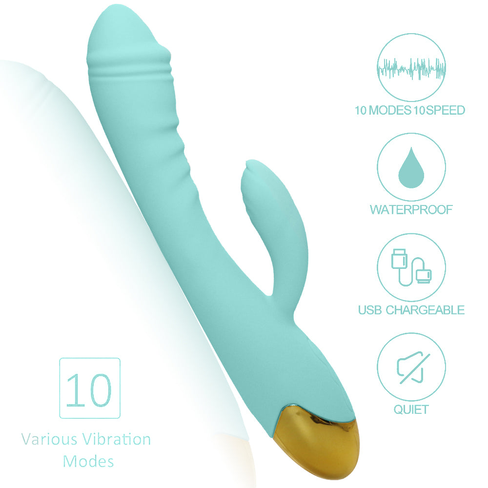 Rechargeable Thrusting Sucking Rabbit Vibrator for Women Waterproof G Spot Vibrator Clitoral Sucker Soft Silicone Sex Vibrator for Her