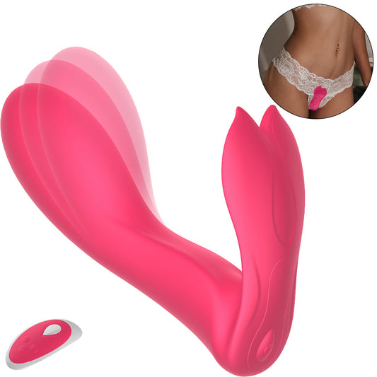 Pulsating Wearable Vibrator for Women with Thrusting Motions Vibrations Silicone Butterflies G Spot Vibrator for Couple or Solo Play Waterproof Rechargeable Remote Control