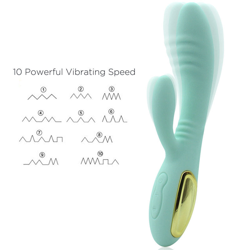 Thrusting Rabbit Vibrator with 2 Powerful Thrusting Actions 10 Vibration Modes for G Spot Clitoris Stimulation Waterproof Dildo Bunny Vibrator Personal Sex Toy for Women