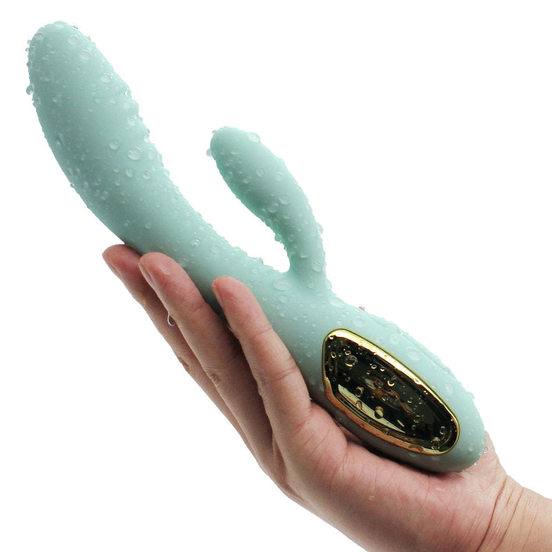 Thrusting Rabbit Vibrator with 2 Powerful Thrusting Actions 10 Vibration Modes for G Spot Clitoris Stimulation Waterproof Dildo Bunny Vibrator Personal Sex Toy for Women