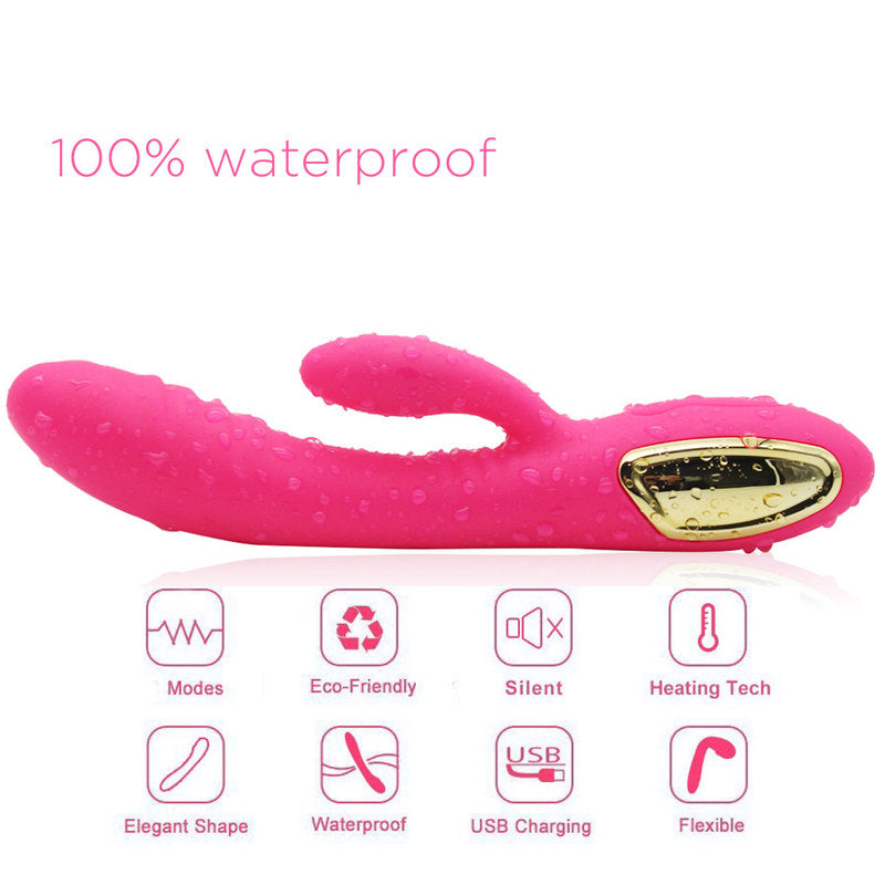 Thrusting Rabbit Vibrator with 2 Powerful Thrusting Actions 10 Vibration Modes for G Spot Clitoris Stimulation Waterproof Dildo Bunny Vibrator Personal Sex Toy for Women