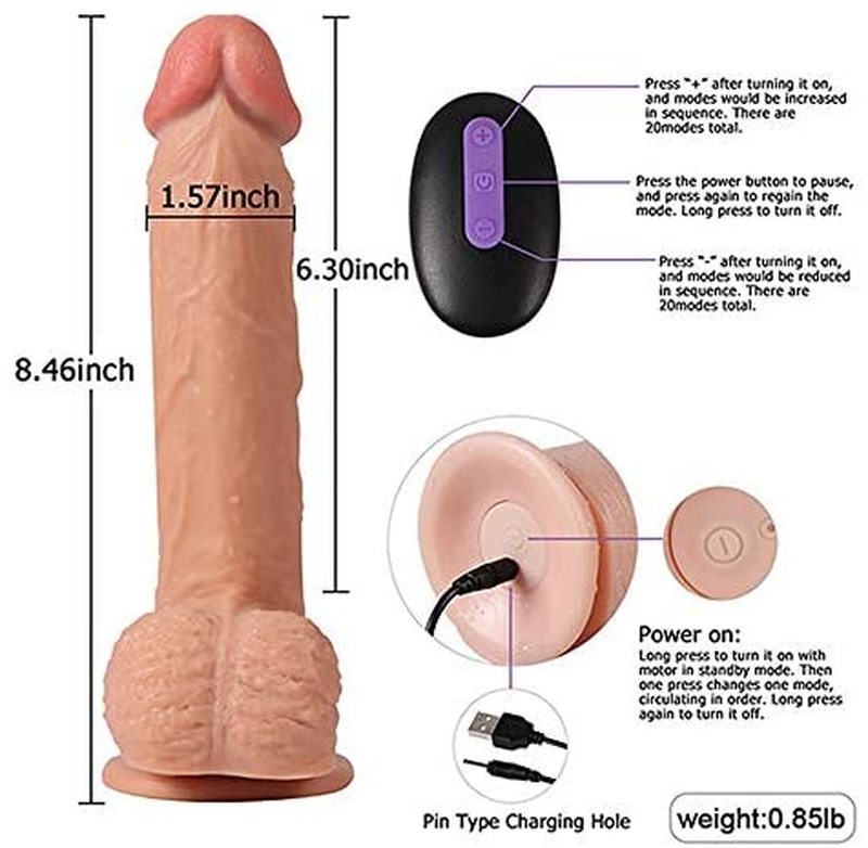 Realistic Ultra-Soft Dildo for Beginners with Flared Suction Cup Base for Hands-Free Play, Flexible Dildo with Curved Shaft and Balls for Vaginal G-spot and Anal Prostate Play 6.7 Inch