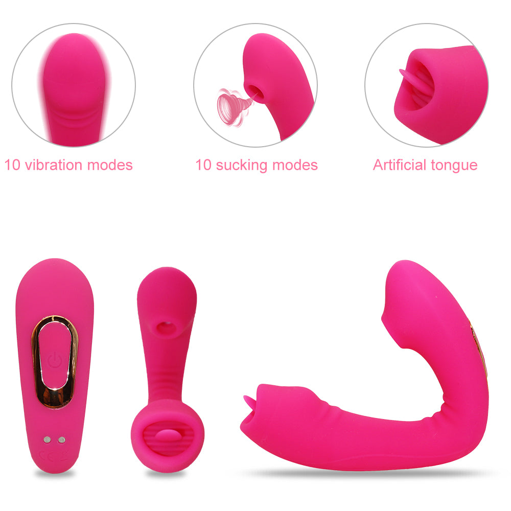 Sucking Vibrator with Sucking Intensities Vibration Modes for Beginner Waterproof Clitoral Stimulator Silicone G Spot Vibrator Rechargeable Clit Sucker for Dual Stimulation