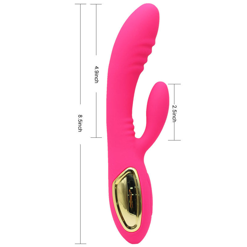 Thrusting Rabbit Vibrator with 2 Powerful Thrusting Actions 10 Vibration Modes for G Spot Clitoris Stimulation Waterproof Dildo Bunny Vibrator Personal Sex Toy for Women